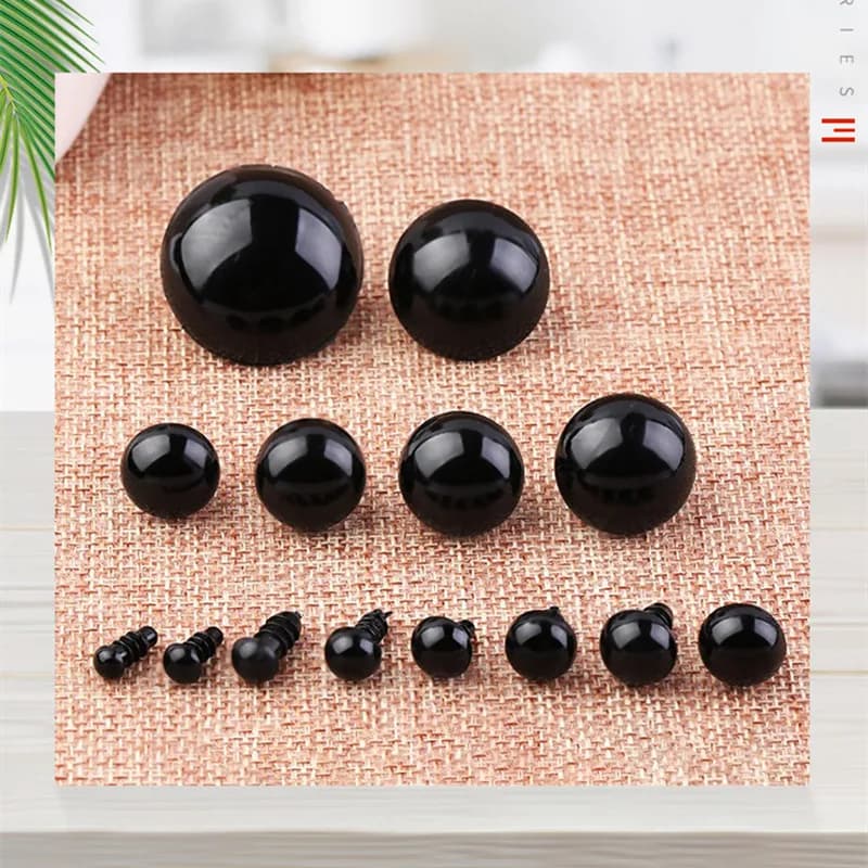 6-14mm Occhio di plastica nero per accessori decorativi per bambole artigianali Occhi di sicurezza Amigurumi per giocattoli bambola occhio animale giocattolo 50/100 pezzi