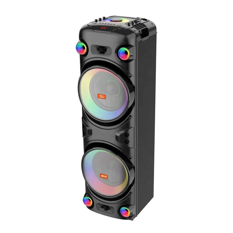 JQS9055 Nuovo lancio Altoparlante wireless per feste Alimentazione RGB LED Bluetooth Copertura in metallo Lettore audio Karaoke