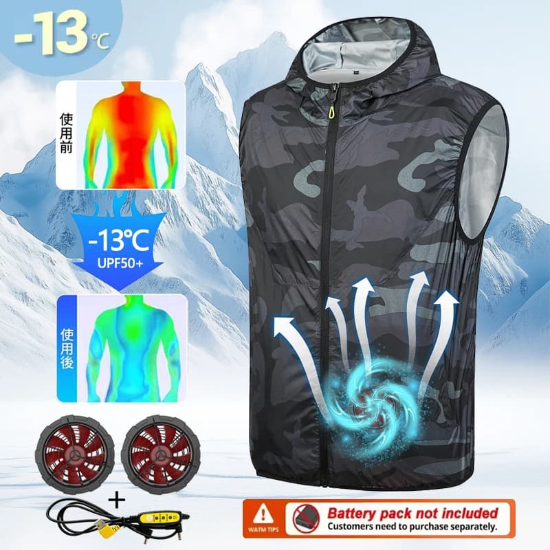 Nuovo Gilet Rinfrescante Estivo con Ventilatore per Protezione UV, Ideale per Lavori all'Aperto ad Alta Temperatura, Gilet Rinfrescante Impermeabile per Pesca e Protezione Solare