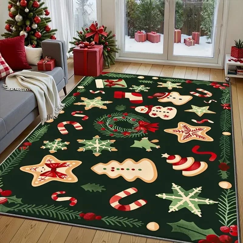 Tappeto festivo per albero di Natale per ingresso domestico Tappetino antiscivolo Decorazioni per camera da letto Tappeto per soggiorno Regali di Natale