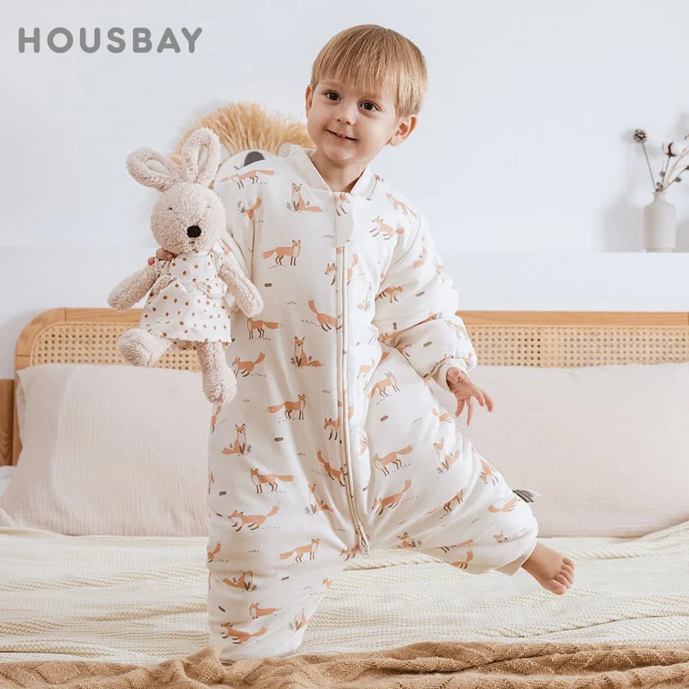 Bambini Homewear 1-4 anni indumenti da notte invernali maniche rimovibili 3 vie cerniera pigiama per bambini gamba divisa coperta per dormire di un pezzo
