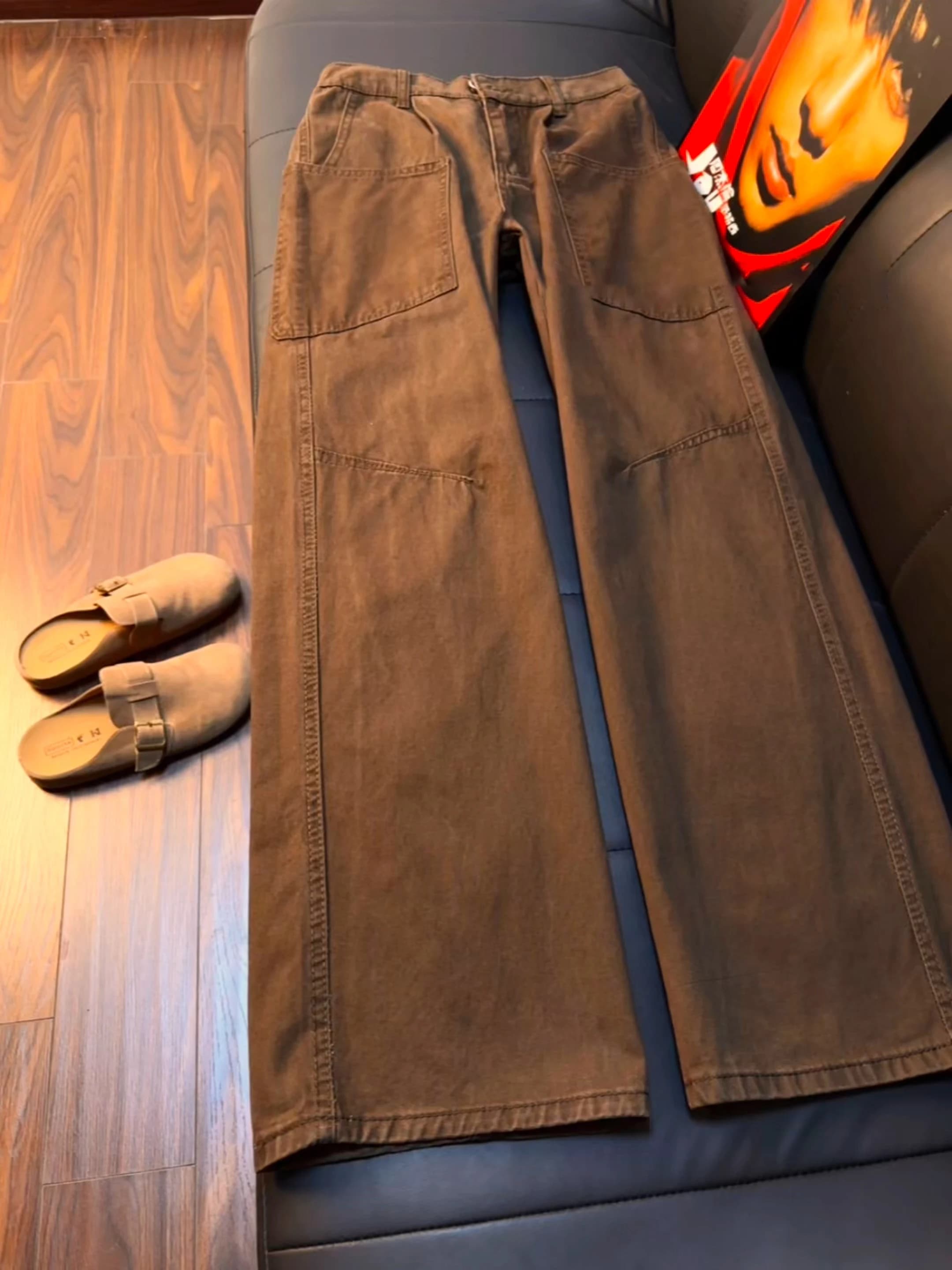 Jeans a Gamba Dritta da Uomo Cleanfit, Pantaloni a Gamba Larga Autunno Inverno, Vita Alta con Chiusura a Cerniera, Pantaloni Casual alla Moda