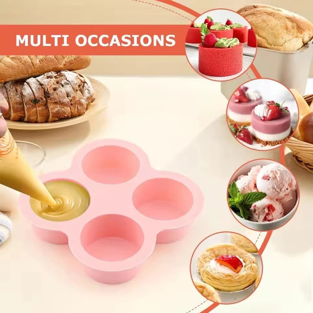 Silicone muffin tray 4 cups non-stick muffin tray Reusable silicone air cooler Egg mold Heat resistant Kitchen equipment easy to clean