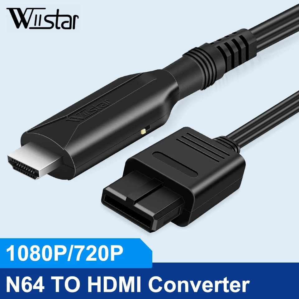 N64 to HDMI compatible cable converter adapter, for Nintend 64 and Super SNES and NGC, digital cable, game screen reset