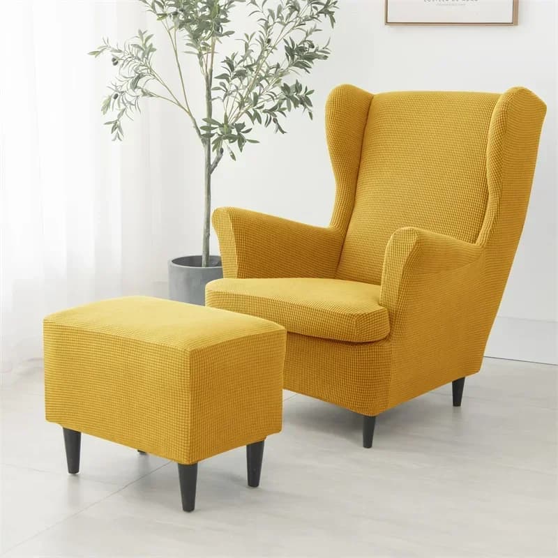 1 Piece Polar Pile Cover for Armchair with High Back, Anti-slip Duvet Cover with Cover and Copripouf