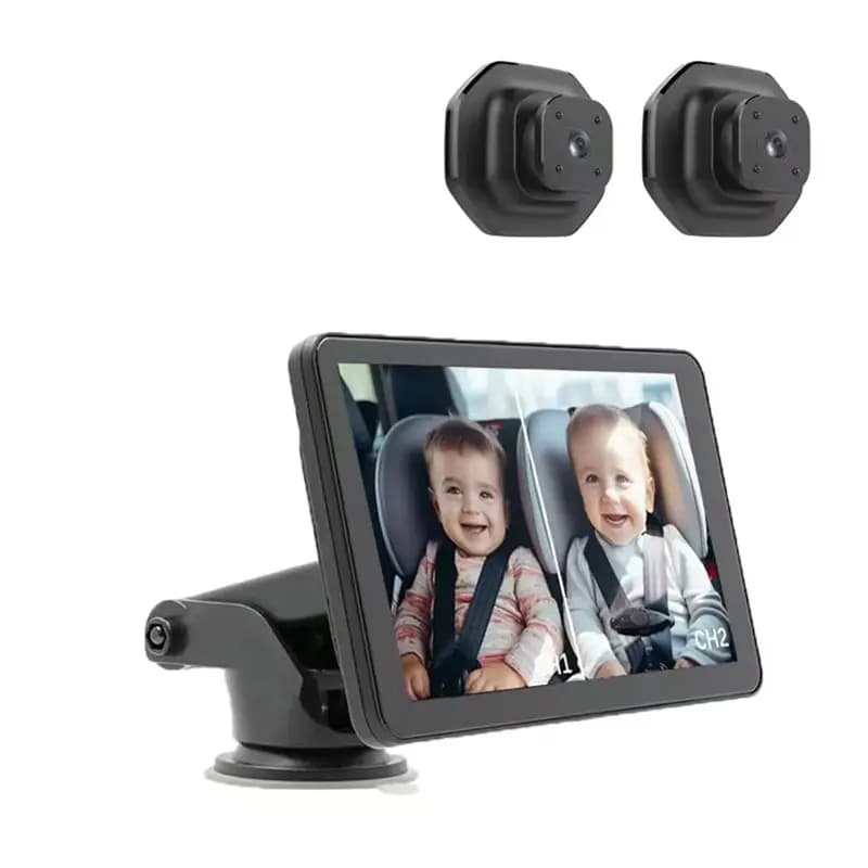 【NUOVO A09R!】 Monitor per Auto e Bambini 1080P a Doppia Lente, Schermo IPS da 5 Pollici, Lenti Regolabili, 2 Opzioni di Montaggio, Vista Sedile Posteriore
