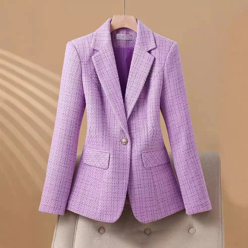Ladies' lapel tweed suit jacket 2026 Spring and Autumn new style small fragrance plaid top jacket
