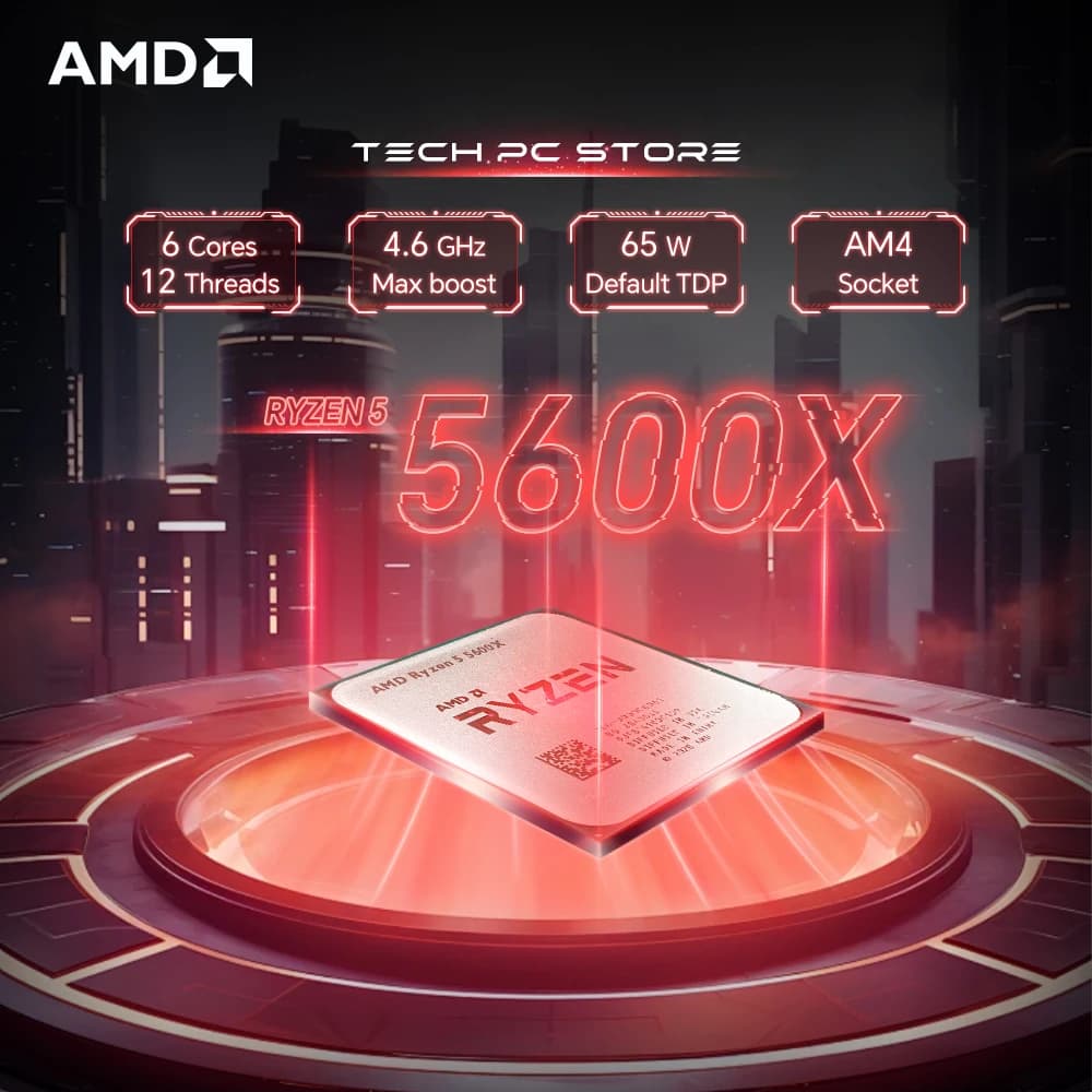 AMD Ryzen 5 5600X L3=32M 3,7GHz 6-Core 12-Thread R5 5600X Processore da gioco 65W 7NM DDR4 Socket AM4 Senza ventola