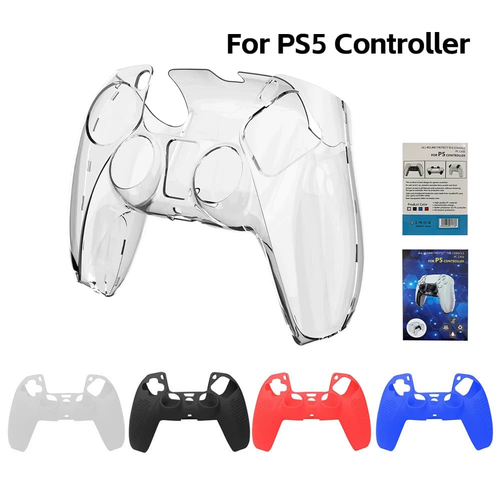 Per PS5 Skin Custodia protettiva trasparente trasparente per PC Custodia protettiva antiscivolo ultra sottile in silicone per accessori controller PlayStation 5