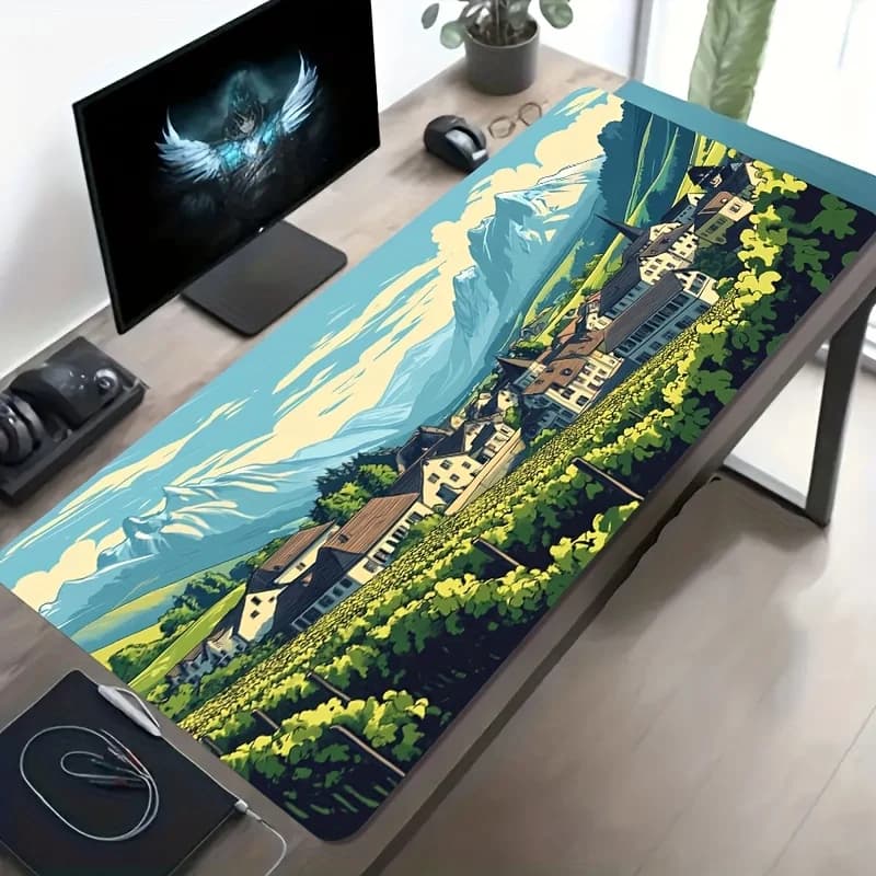 Accessori per Gaming, Tappetino per Mouse, Grande Tappetino da Scrivania con Superficie in Tessuto e Base Antiscivolo in Gomma per PC, Laptop e Tastiera