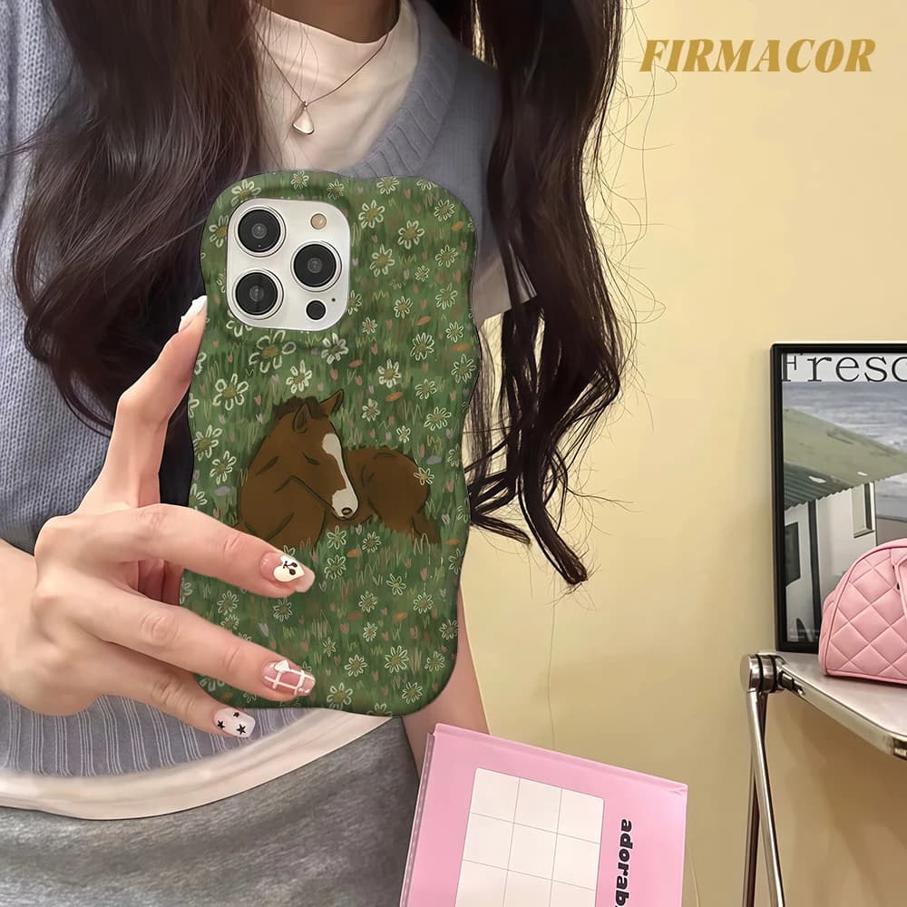 Custodia per telefono a doppio strato Luxury Wave Daisy Field Foal per iPhone 17 Air 16 15 14 13 12 11 Pro Max, protezione completa