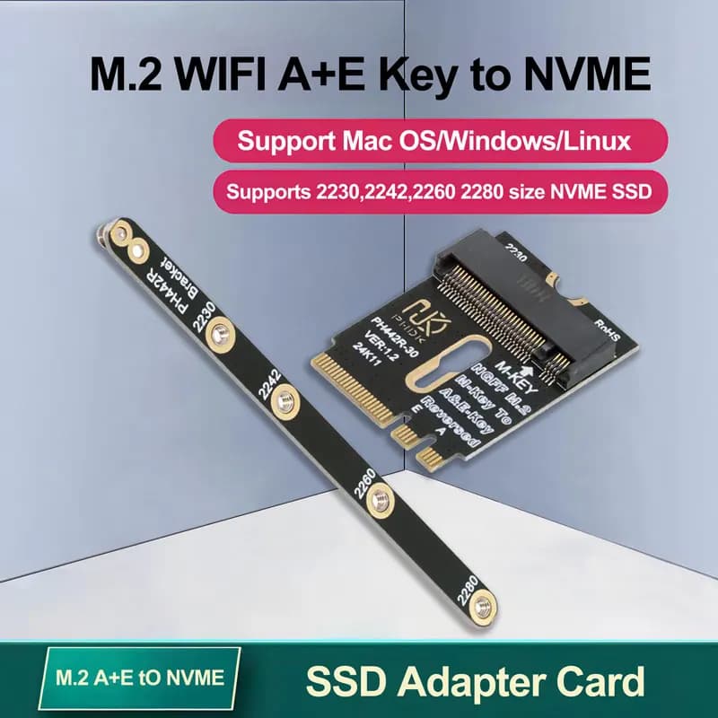 Adattatore SSD M.2 chiave A + E a NVME Interfaccia WIFI M.2 Chiave A/E a chiave M gen3 X4 per scheda riser SSD 2230 2242 2260 2280