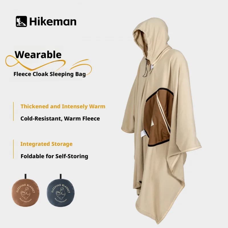 Sacco a pelo indossabile Hikeman per campeggio all'aperto, coperta termica antipolvere da viaggio, mantello, coperta da viaggio