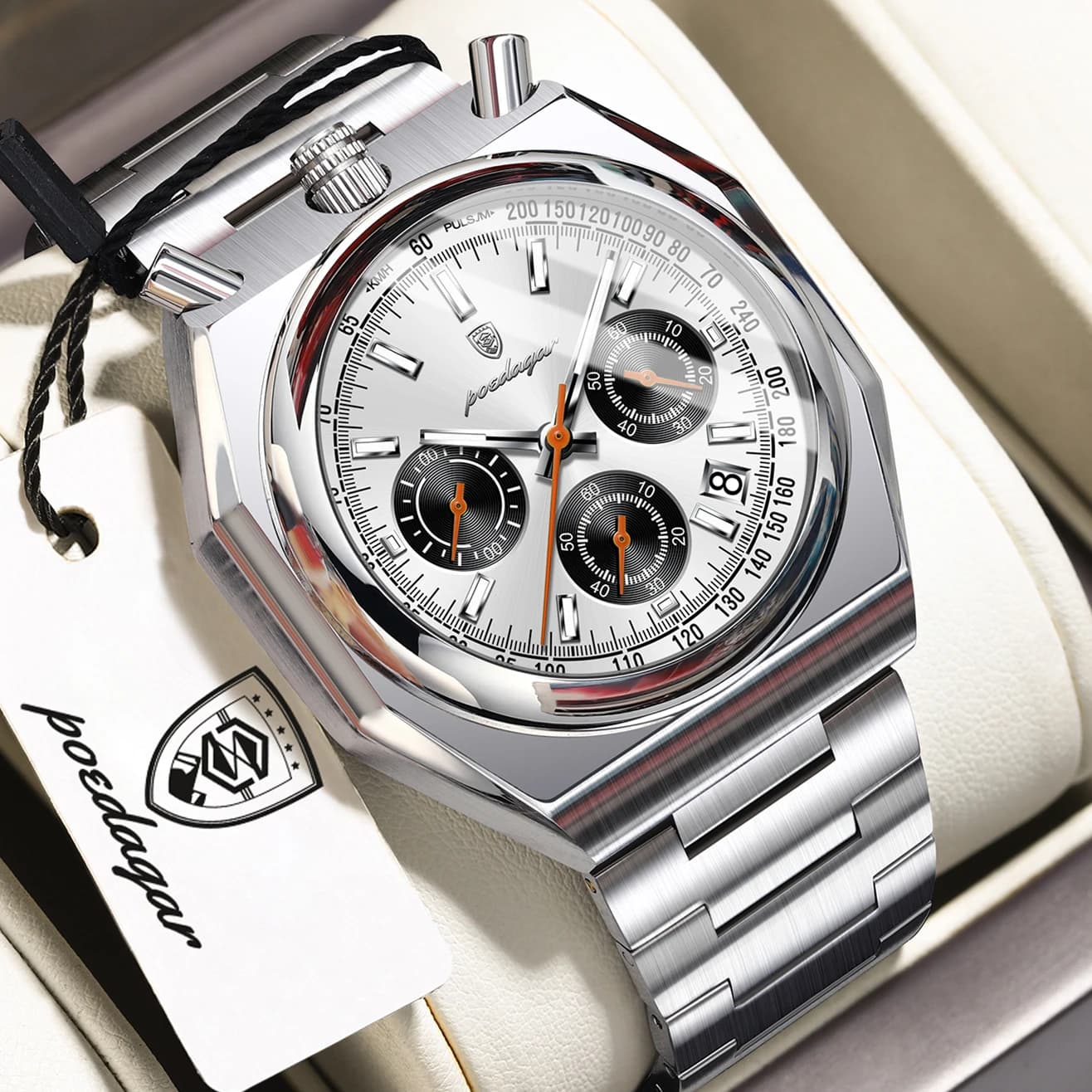 Functional Male Wristwatch Luminous Waterproof Stainless Steel Classic Men Watch Date Chronograph Men's Quartz Watches