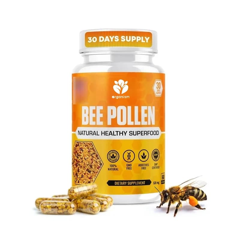 Integratore di polline d'api 100% naturale, polline d'api grezzo in capsule vegetariane - alimento probiotico, proteine, supporto immunitario ed energia