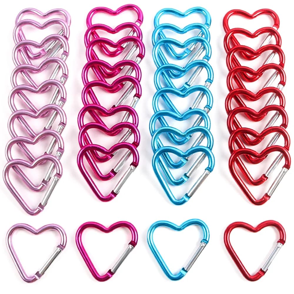 5pcs Outdoor Carabiner Heart Shape Keychain Clip Aluminum Alloy Rings Climbing Clips Spring Snap Hook Carabiner Durable
