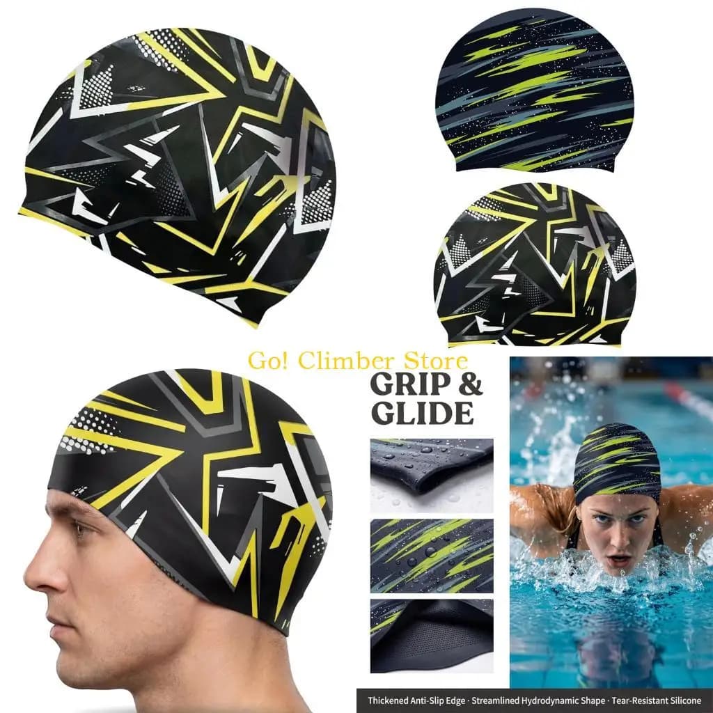 Q84C Long Hair Swimming Cap Silicone Swim Hat with Ear Coverage for Adult Pool Use
