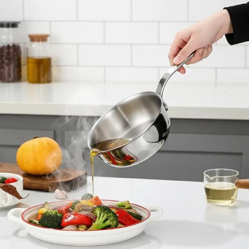 12.8cm 304 Stainless Steel Oil Pot Egg Frying Pan Mini Soup Milk Pot Cooking Saucepan Scalding-proof Kitchen Tool Cookware