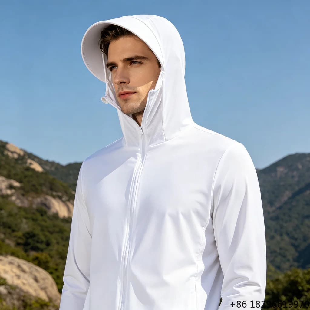 UPF50+ Nylon Sun Protection Jacket With Back Vent Pocket Thin Breathable Outdoor Hiking Travel Sun Shirt