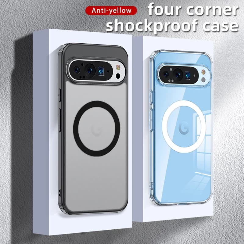 Magsafe case with matt and transparent magnetic charging armor for Google Pixel 9 Pro XL 8 7 Pro 8A 7A Military shockproof cover
