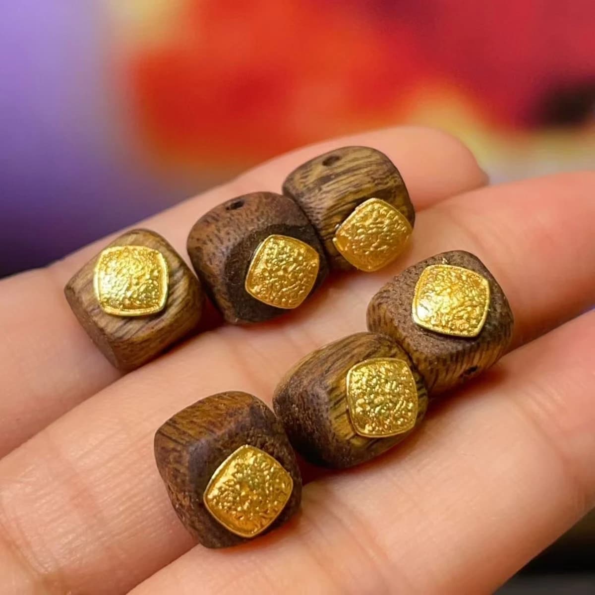 5 pz Perline in Pietra Naturale Quadrate con Foro Grande, Distanziatori Sciolti Portafortuna per Creazione Gioielli Fai da Te, Collane e Bracciali 8x8mm