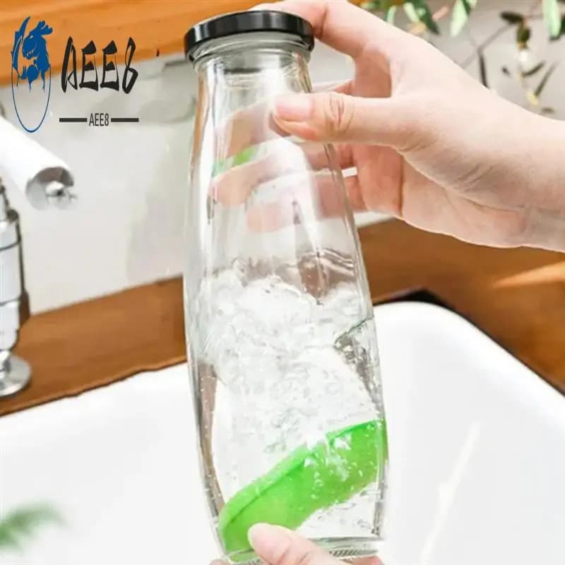 AEE8-Fagioli Spugna per la pulizia delle bottiglie Spazzola per la pulizia della tazza da cucina Spugna per la pulizia delle bottiglie riutilizzabile Gadget per la pulizia delle bottiglie di vetro