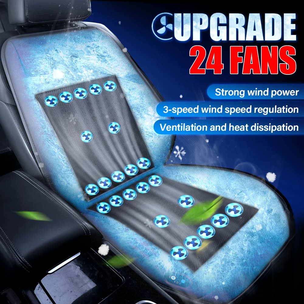 Cuscino universale da 12V per sedile auto con ventilazione estiva e 24 ventole, cuscino rinfrescante per camion, SUV e sedia da ufficio