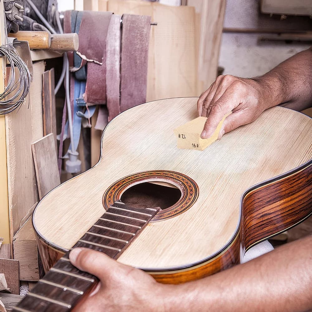 Blocchi di Levigatura Premium in Acero a Doppio Uso con Carta Abrasiva Grana 600 per Finitura di Tastiere di Chitarra e Superfici in Legno
