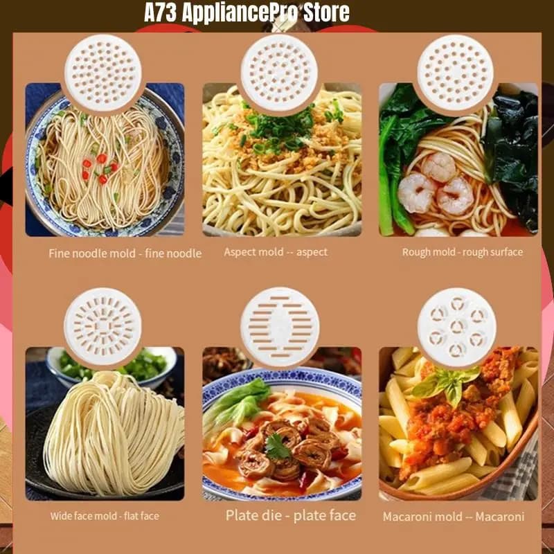 Macchina per pasta elettrica portatile Macchina per pasta elettrica per pasta Macchina per pasta portatile ad alta efficienza con 6 stampi per Home-A73Z