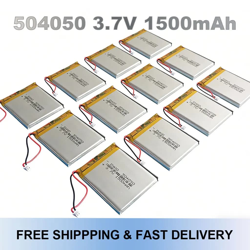 Batteria ai polimeri di litio da 3,7 V 1500 mAh 504050 con connettore JST da 1,25 mm a 2 pin per MP3, GPS, fotocamera Bluetooth, altoparlante, registratore DVD