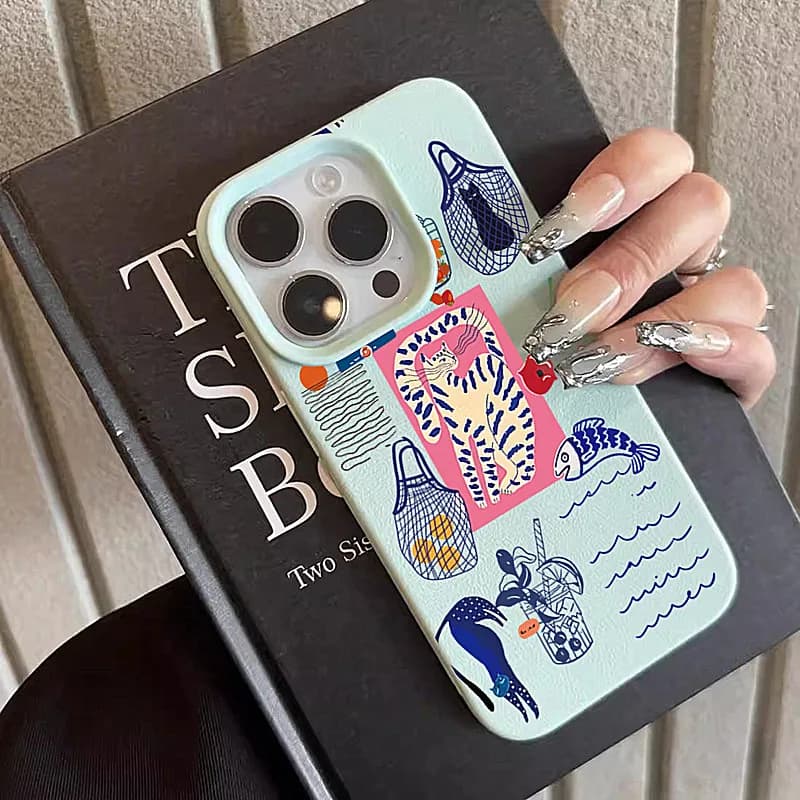Cute Cherry Cat Print Phone Cases For iPhone 17 Air XR XS X 16 Plus16 15 14 13 12 11 Pro Max 17 Pro Shockproof Soft Back Cover