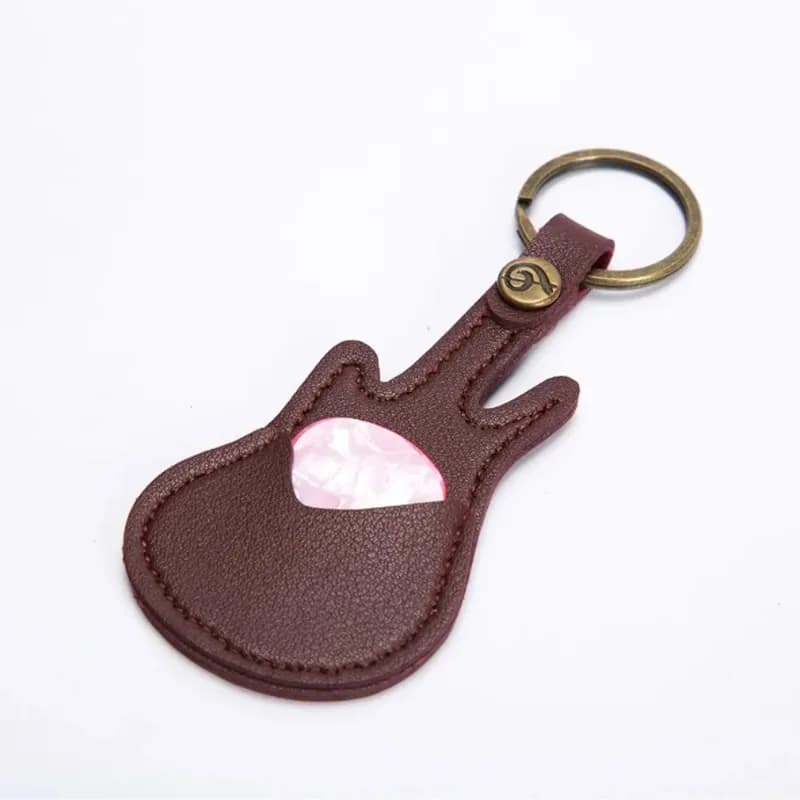 Borsa porta plettri per chitarra Custodia protettiva per plettri per chitarra in pelle PU Custodia per plettri per chitarra portatile Portachiavi