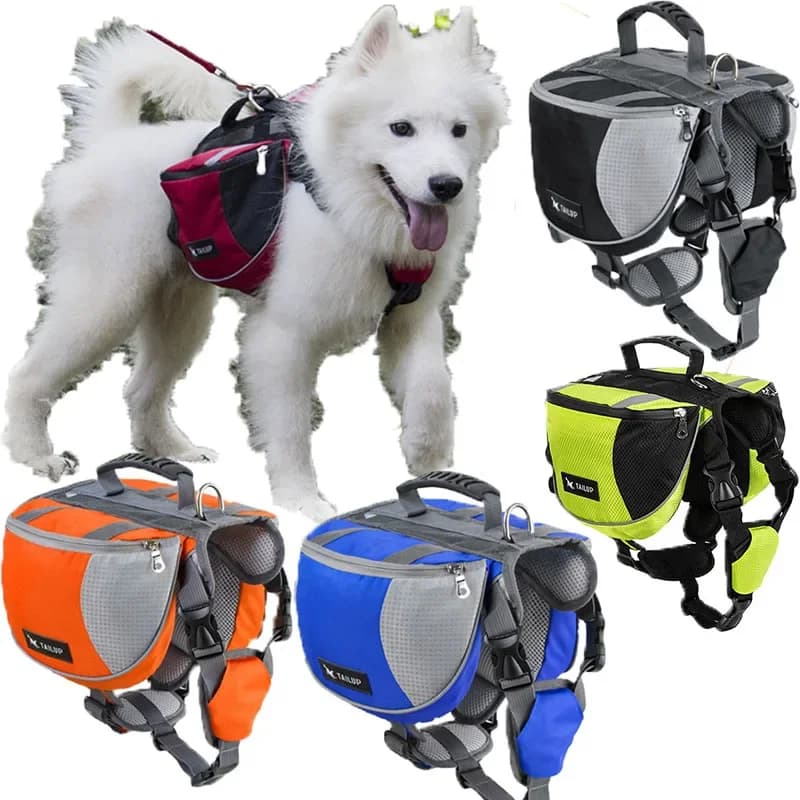 Borsa da viaggio riflettente per zaino per cani con scomparto per snack Accessori portatili per escursioni e addestramento