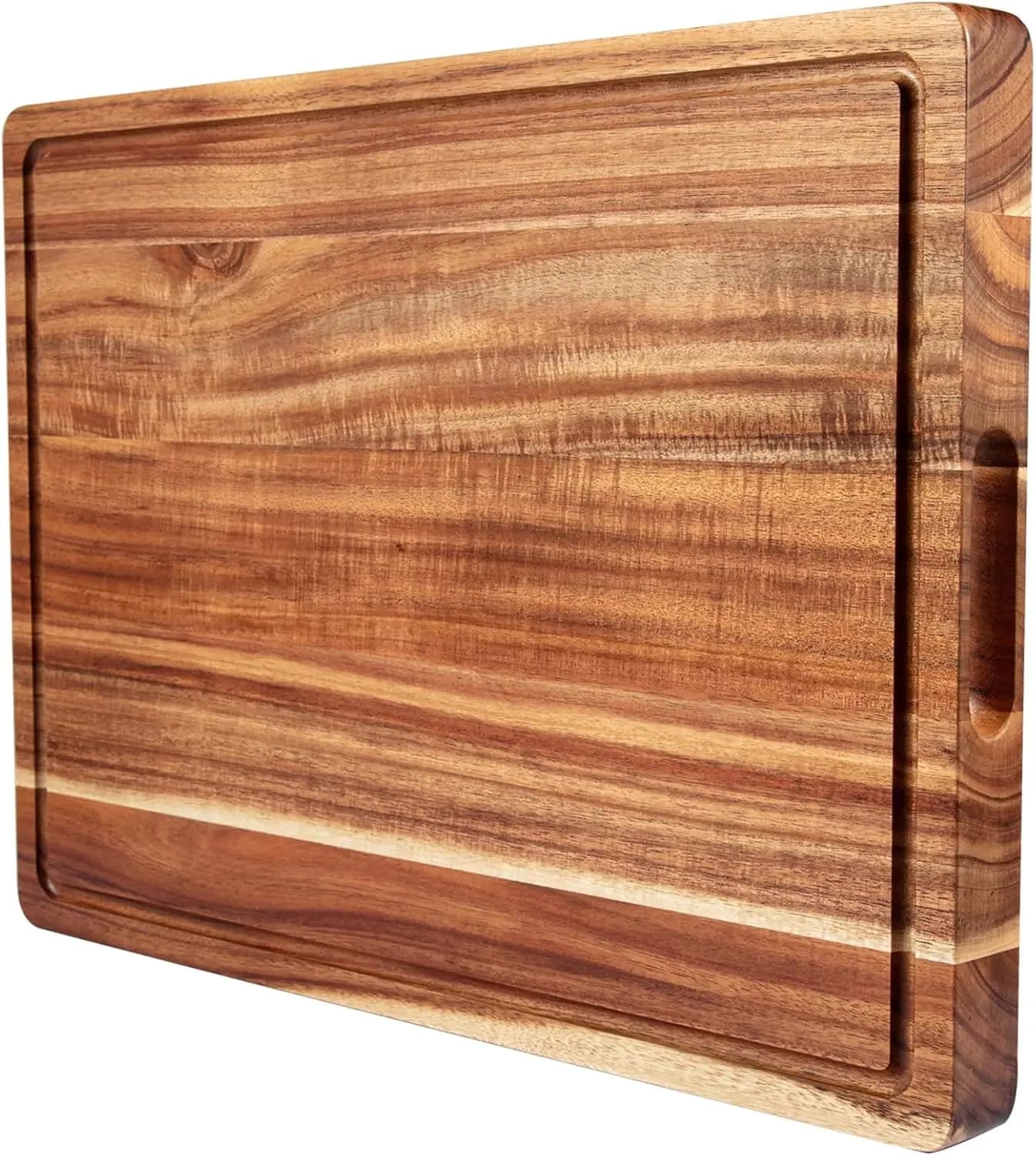 Tagliere grande in legno di acacia da 20 pollici, reversibile con scanalatura profonda per cucina, carne, verdura, frutta