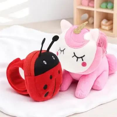 2 Pezzi Braccialetto a Forma di Animale Kawaii con Portafoglio, Regalo per Feste per Bambini con Tasca Portaoggetti e Chiusura a Scatto, Idea Regalo per le Vacanze