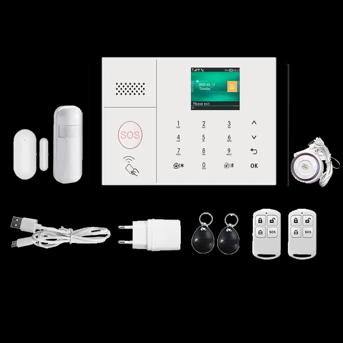 2.4 pollici Tuya Smart Life WIFI + GSM Sistema di allarme antifurto 4G Sensore di allarme di sicurezza domestica Rilevatore di movimento Sensore di allarme porta