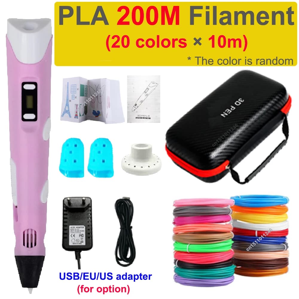 3D Printing Pen 3D Pen for Kids 3D Drawing Pens DIY-D-Type Filament PLA Birthday Christmas Boys Girls Gift for Kids with Travel Case