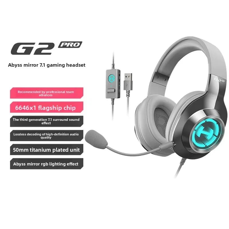 EDIFIER G2 Pro 7.1mm USB Headset Wireless Gaming Headphones - Adjustable Dual Sound Card Hot-swappable Microphone RGB Headphones