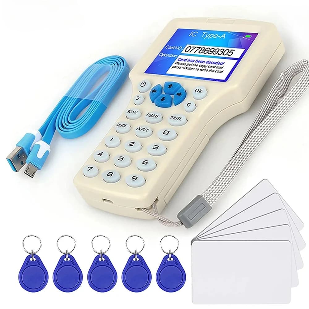 Lettore e Scrittore RFID USB, Duplicatore di Schede a 10 Frequenze (125KHz, 13.56MHz), Decodificatore NFC, Copiatore e Programmatore di Smart Card, per Schede Chiave Scrivibili