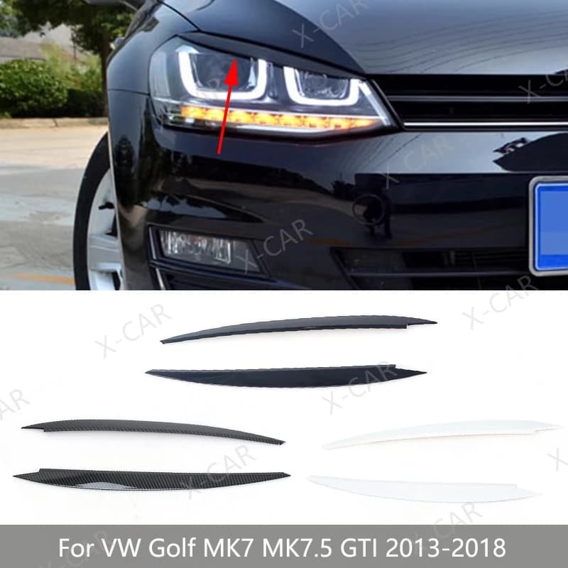 2PCS Per Volkswagen VW Golf 7 MK7 MK7.5 GTI 2013-2018 Faro Anteriore Palpebre Sopracciglio Testa Della Lampada Decorazione Striscia Trim adesivo