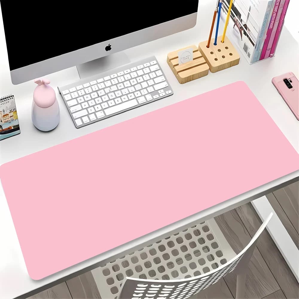 Tappetino per Mouse da Gaming in Tinta Unita, Accessori per Ufficio, Mousepad Rosa Kawaii, Tappetino per Scrivania Laptop, Decorazione per Setup Gamer