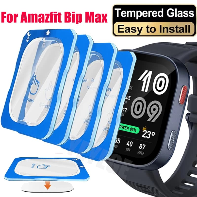 1-3Pcs Easy to Install Tempered Glass For Amazfit Bip Max Smartwatch HD Screen Protectors Anti-scratch Film For Amazfit Bip Max