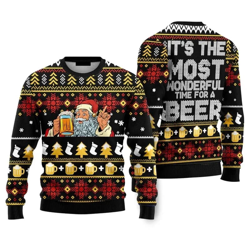 Moda Babbo Natale Birra Brutto maglione di Natale per uomo Abbigliamento 2026 Felpa con cappuccio di Capodanno Streetwear Felpe per feste