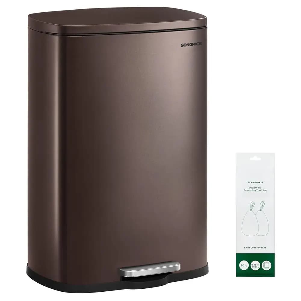Bidone della Spazzatura da 75 L (20 Galloni), Contenitore per Rifiuti da Cucina in Acciaio Inox, Bidone per Riciclaggio o Rifiuti, Chiusura a Pressione, Pedale a Pedale, Contenitore Interno Rimovibile