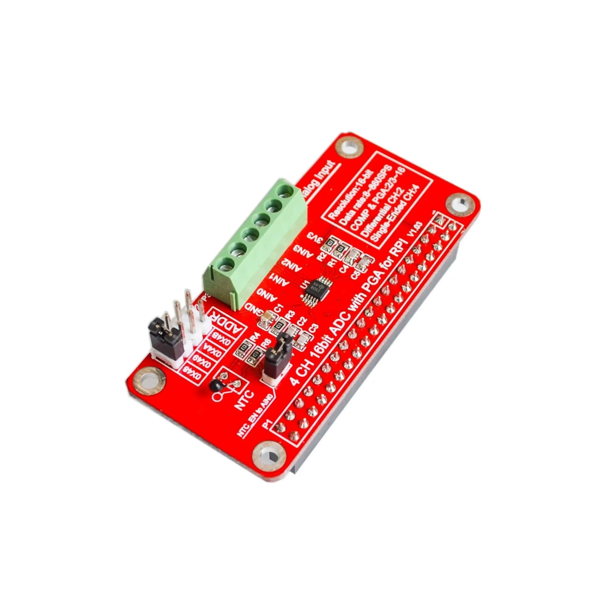 Modulo ADC ADS1115 da 3,3 V per Raspberry Pi 3/2 / B + / I2C RPI ADS1115 Convertitore ADC analogico-digitale