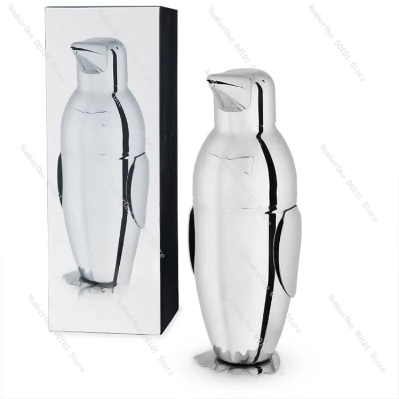 Shaker per Cocktail a Forma di Pinguino in Acciaio Inox 500ML, Strumento Creativo per Miscelare Cocktail, Bottiglia Shaker per Barman e Uso Domestico