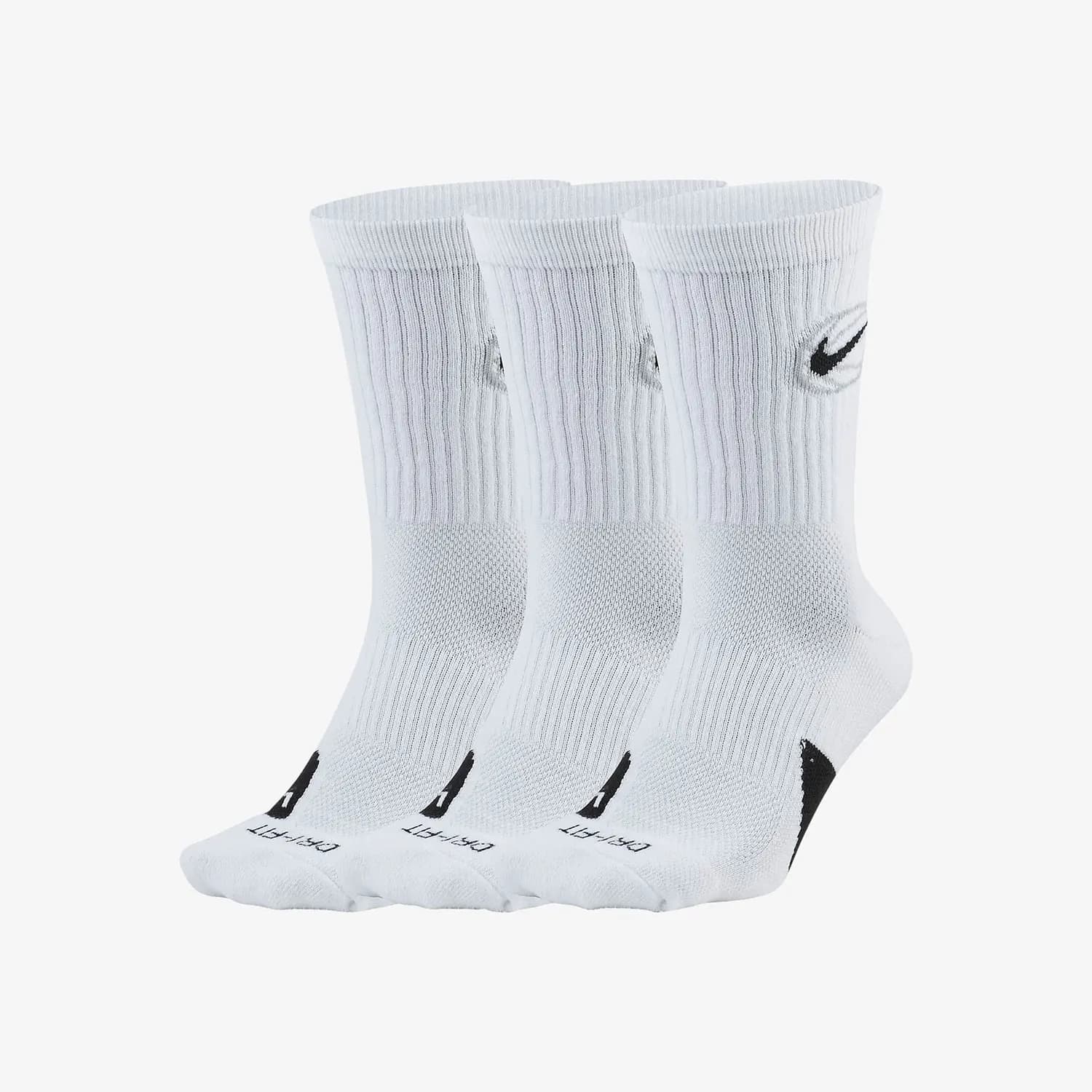 Set di tre paia di calzini da allenamento da basket traspiranti ufficiali Nike da uomo autentici DA2123-100