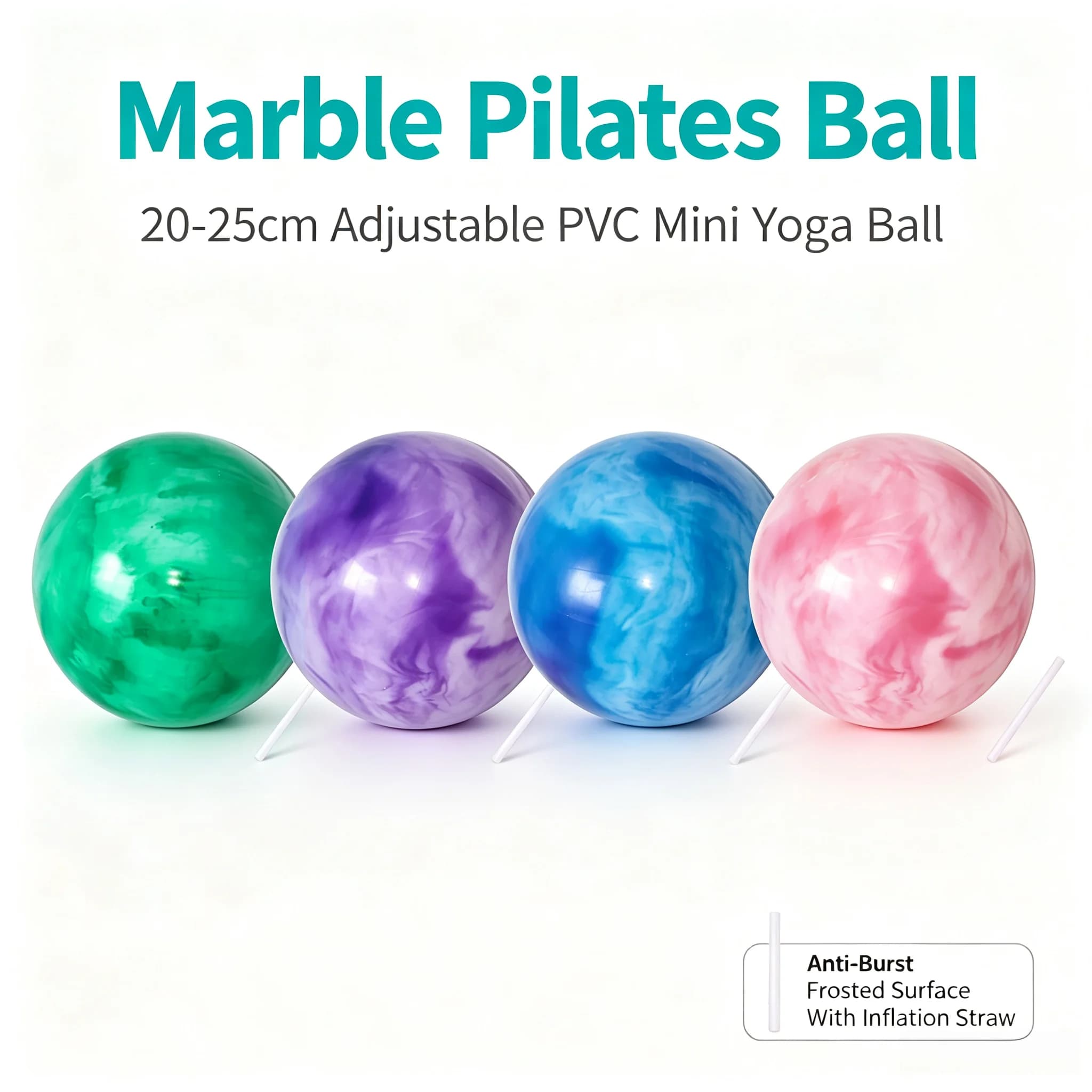 Marble Pilates Ball 25cm Anti-Burst PVC Mini Yoga Ball Frosted Small Fitness Exercise Ball for Hip Pelvic Training Gym Workout