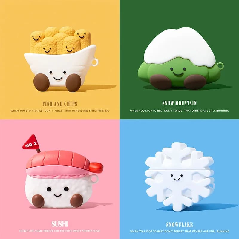 3D Sushi Cartoon Cute Cover for AirPods 4 2024 Wireless Bluetooth Earphone Case for AirPods 3 2 1 Charging Box for AirPods Pro 2