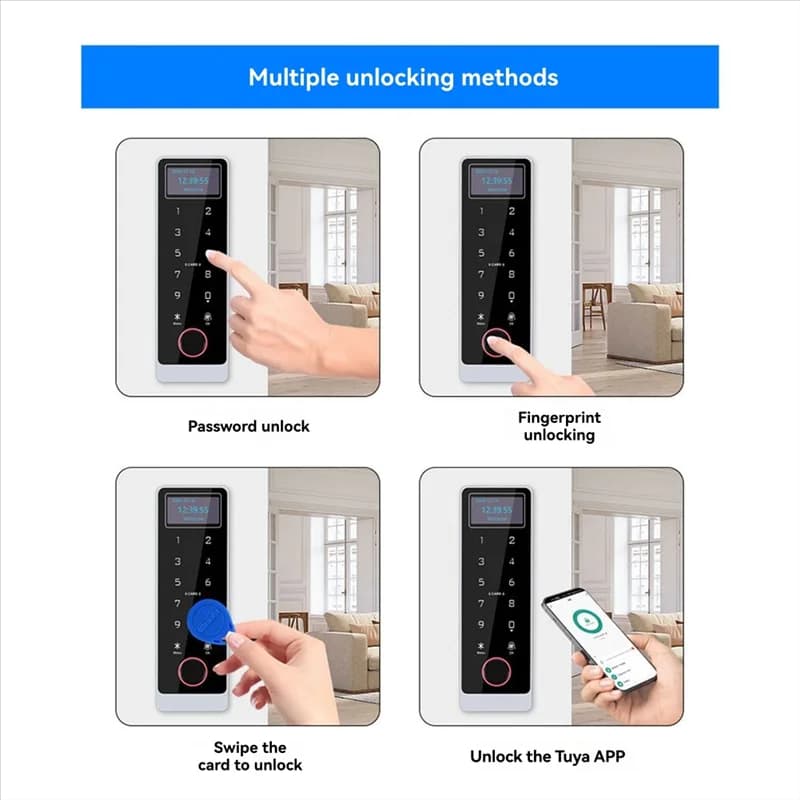 PHILE-Tuya Wifi Smart Door Lock Controller con schermo LCD IP67 Scheda IC per impronte digitali impermeabile NFC Wifi APP Control